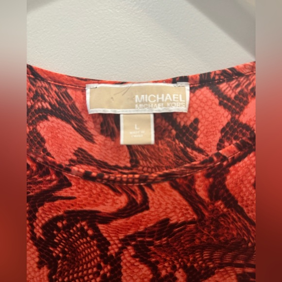 MICHAEL by Michael Kors Women’s Red Reptile Print Blouse - Picture 3 of 4
